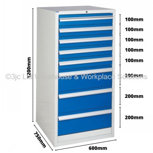 Euroslide Storage Cabinet 8 Drawer 1200mm Type 3